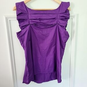 Pringle of‎ Scotland pleated purple cotton blouse